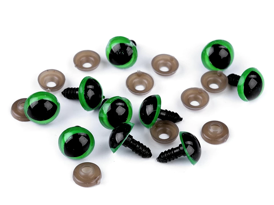 Oči mačacie s poistkou Ø14 mm- 10sada (10očí)