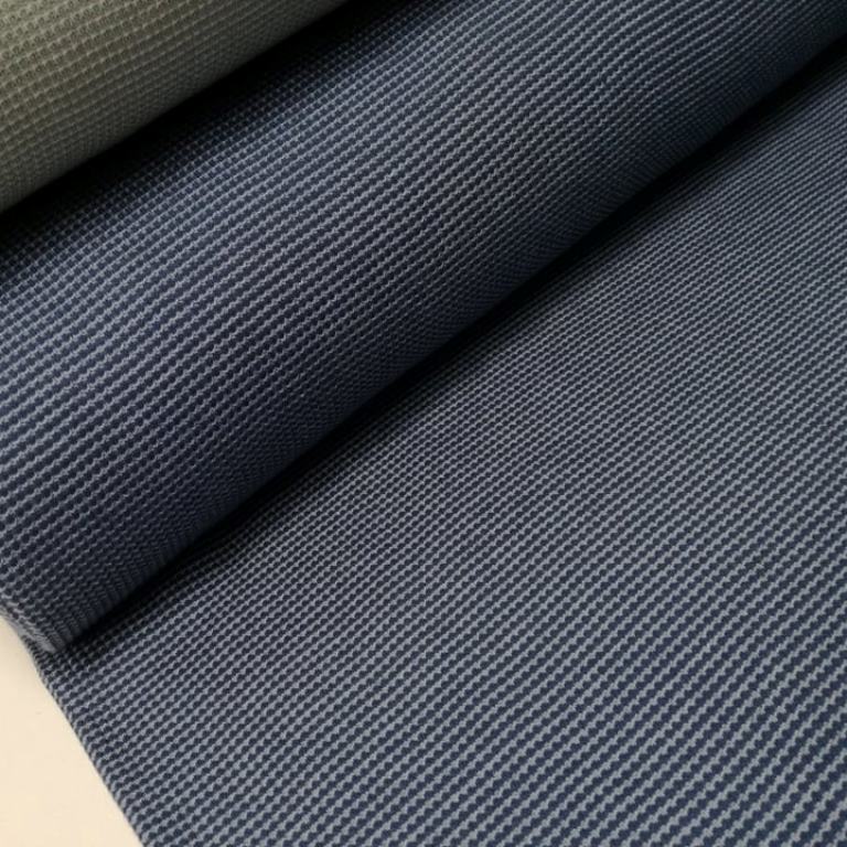 WAFFLE JERSEY - MODRÉ OBOJSTRANNÉ - zbytok 50cm !