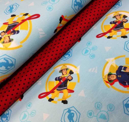 POŽIARNIK SAM NA BLEDOMODROM ÚPLETE- DIGITÁLNY LICENCOVANÝ ÚPLET-zbytok 55cm !