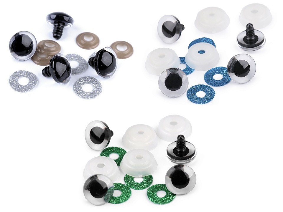Oči glitrové s poistkou Ø20 mm- 4 sada (4oči)