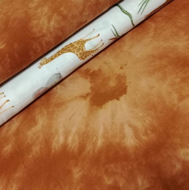 DVOJITÁ GÁZOVINA/MUŠELÍN- BATIKA TEHLOVÁ-posledný kus 75cm!!!