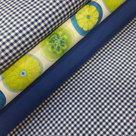 MODROBIELE MINI KÁRO RUBI AZUL- OBOJSTRANNÝ KANAFAS-posledný kus 30x140cm