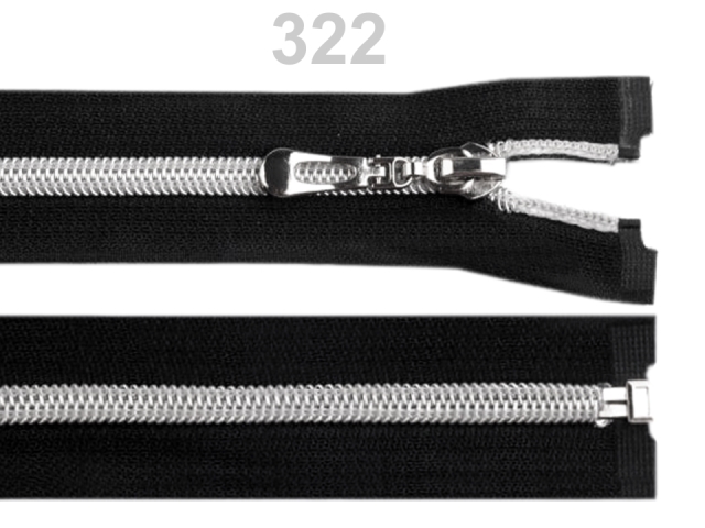 Špirálový zips so striebornými zúbkami šírka 7 mm dĺžka 60 cm-1ks