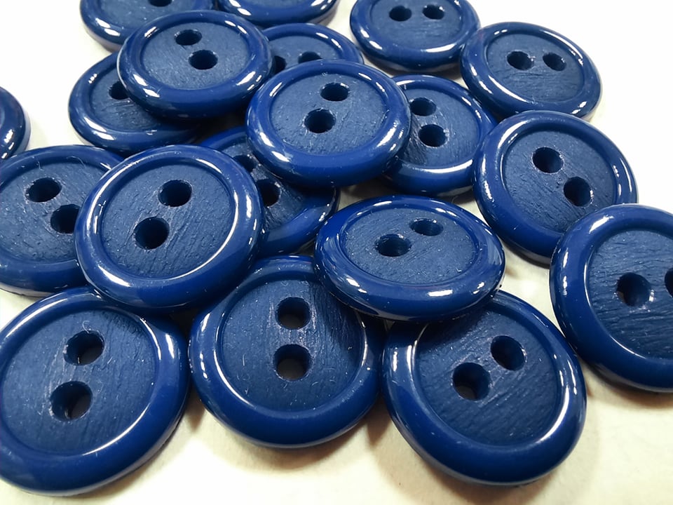 Modrý gombík s lesklým okrajom Ø 34mm - 1 ks