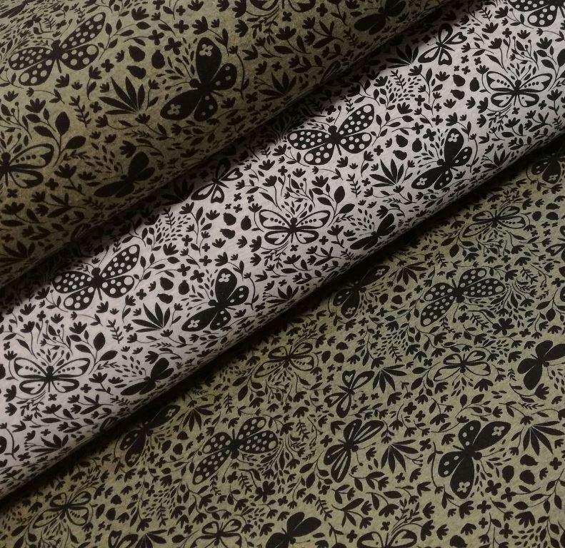 MOTÝLE NA KHAKI ÚPLETE- Minimálny odber 1meter!!!