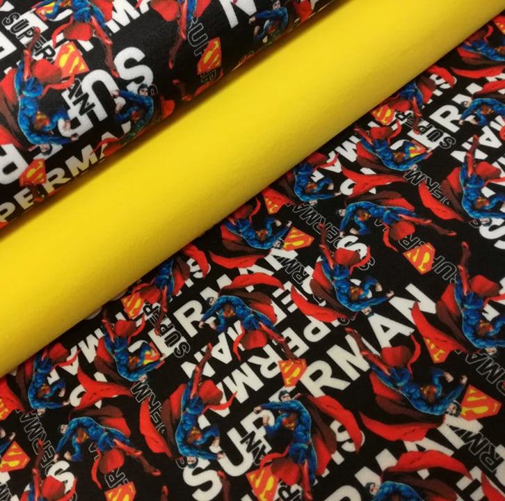 SUPERMAN NA ČIERNEJ TEPLÁKOVINE - Minimálny odber je 1meter!!!