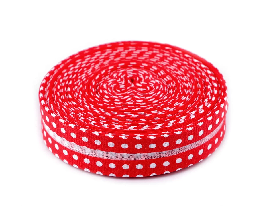 Šikmý prúžok bavlnený bodky š: 20 mm zažehlený -1m