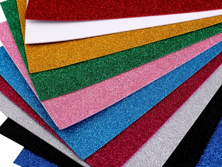 Samolepiaca penová guma Moosgummi s glitrami 20x30 cm - 2ks