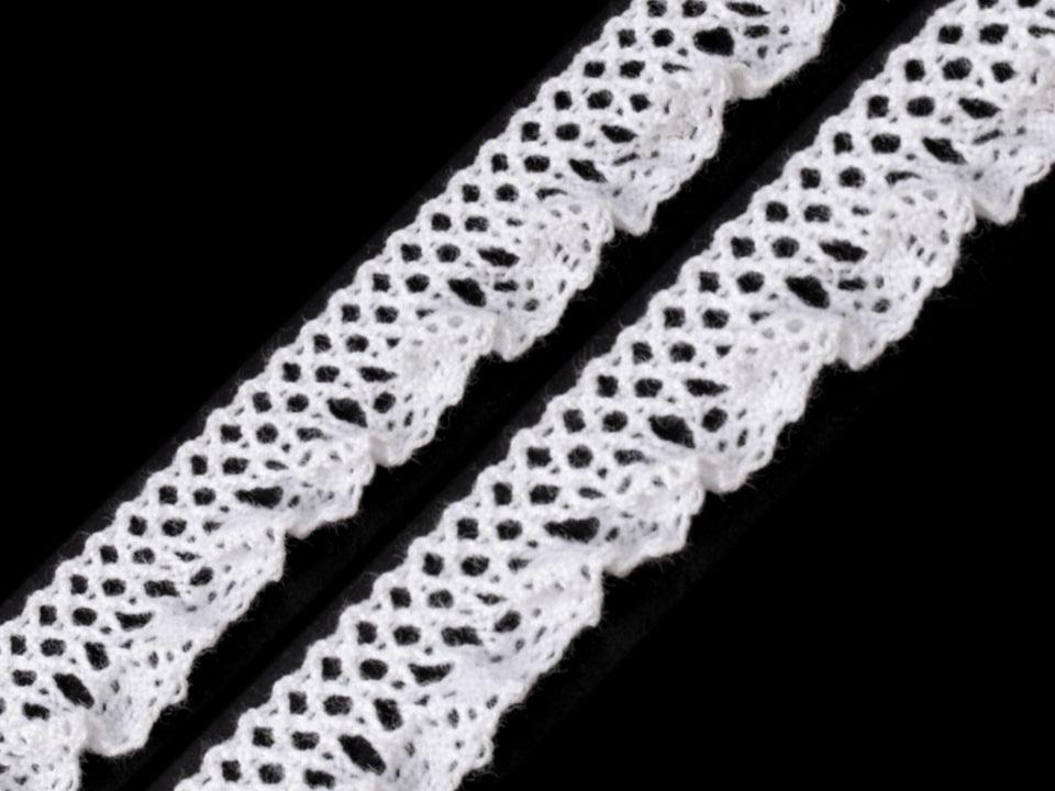 Bavlnená čipka / volánik šírka 15 mm paličkovaná elastická - 1 m