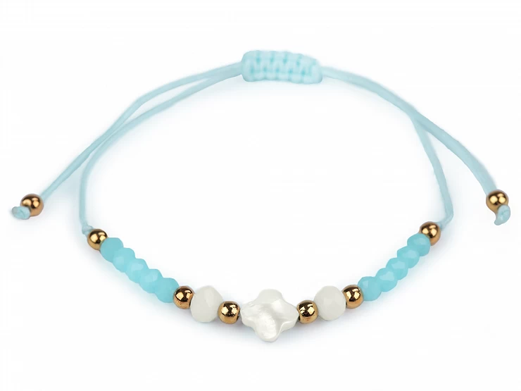 Náramok shamballa s perleťou a brúsenými korálikmi - 1ks