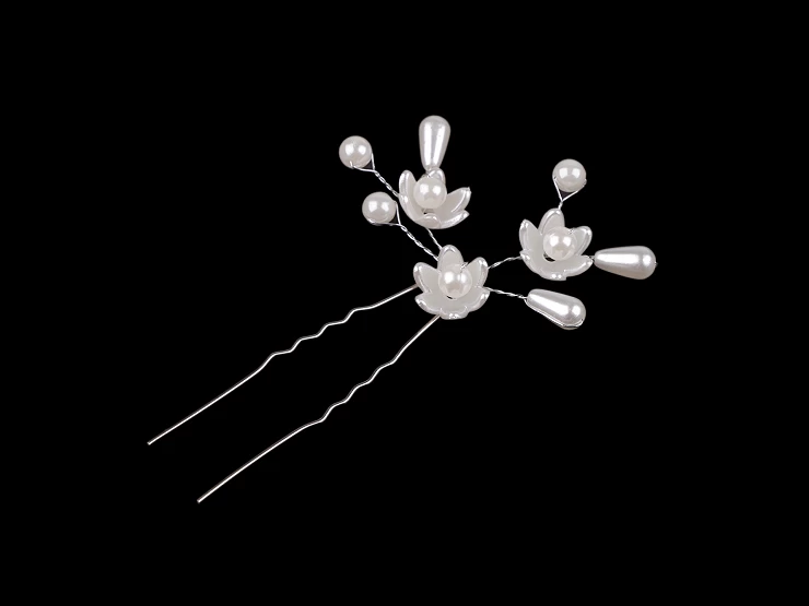 Perlová vlásenka s kvetmi - 1ks
