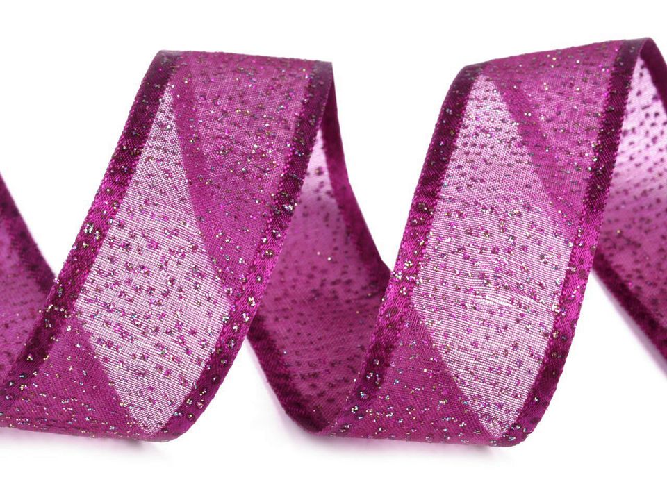Monofilová stuha s glitrami šírka 26 mm - 5 metrov