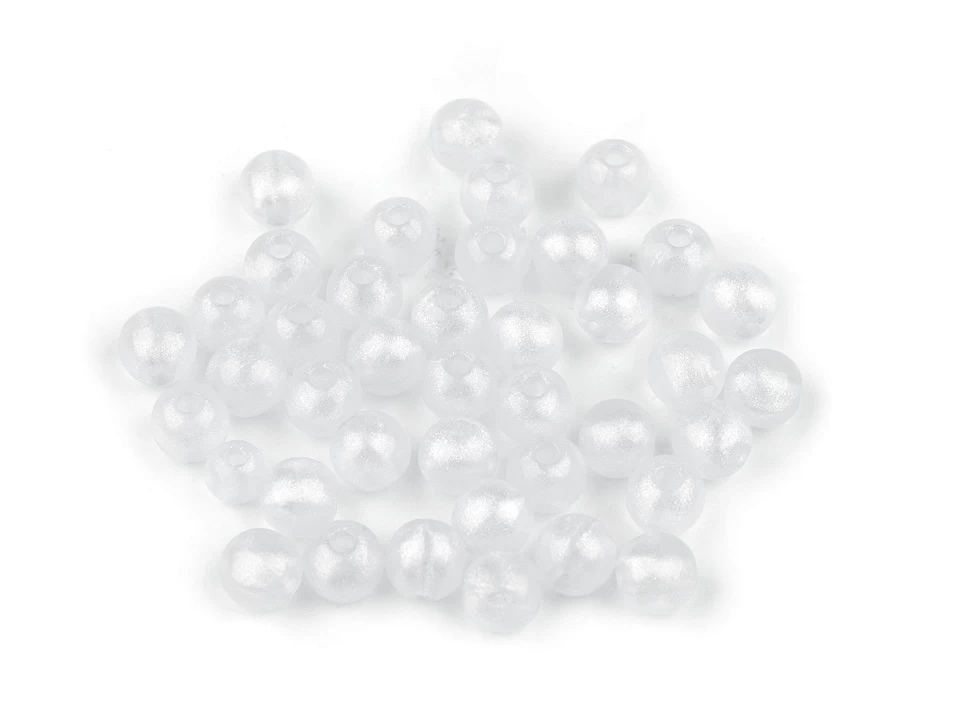 Plastové koráliky perleťový AB frost efekt Ø10 mm - 20 g