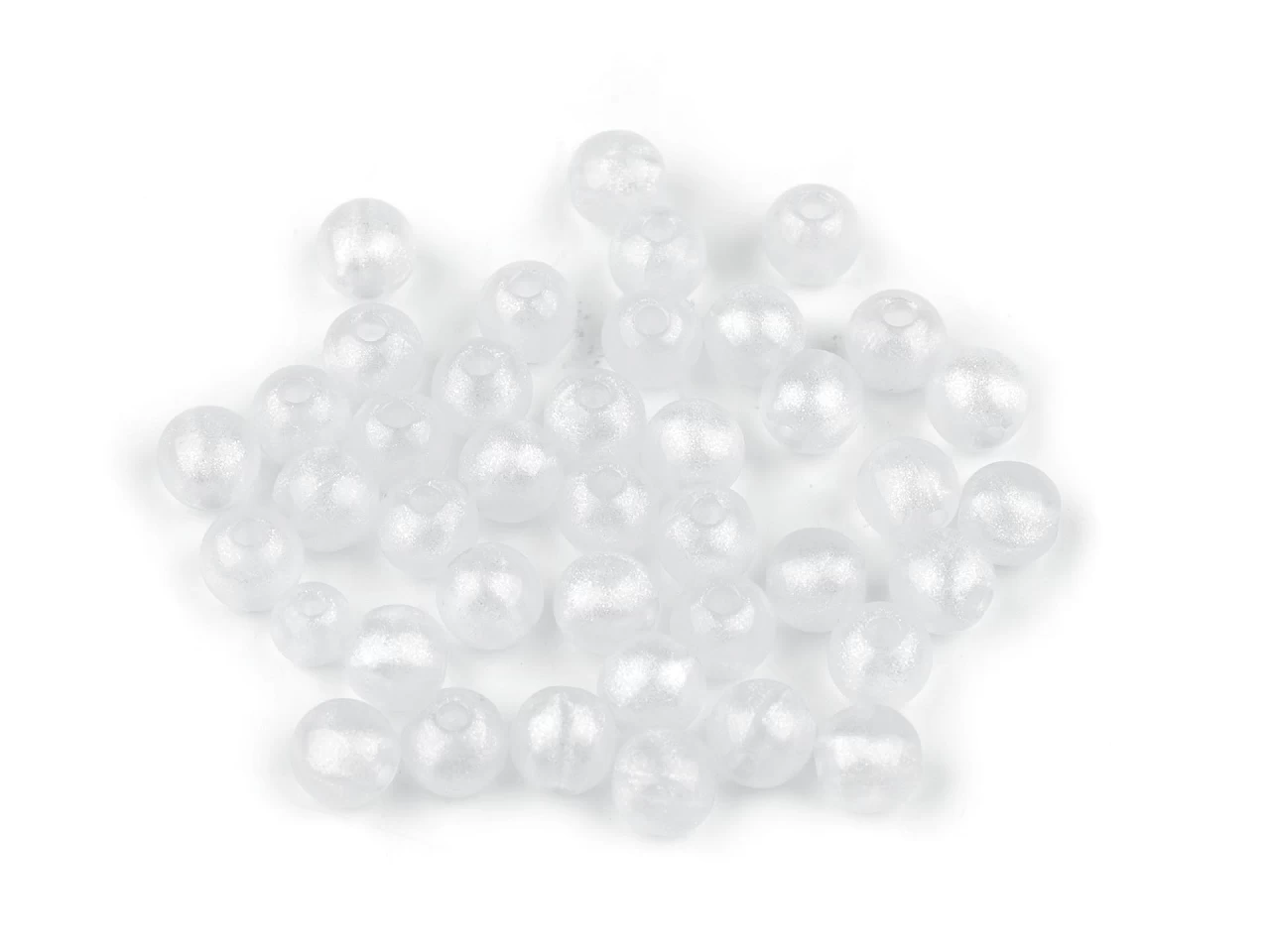 Plastové koráliky perleťový AB frost efekt Ø8 mm - 20 g