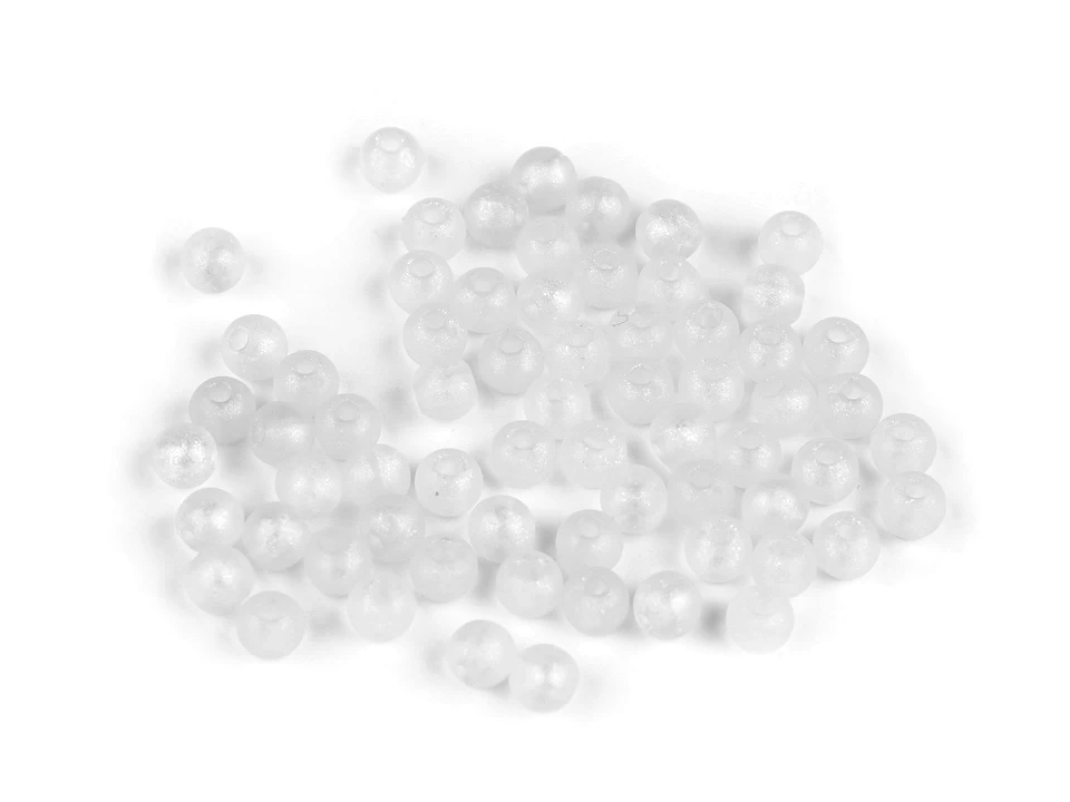 Plastové koráliky perleťový AB frost efekt Ø6 mm - 20 g