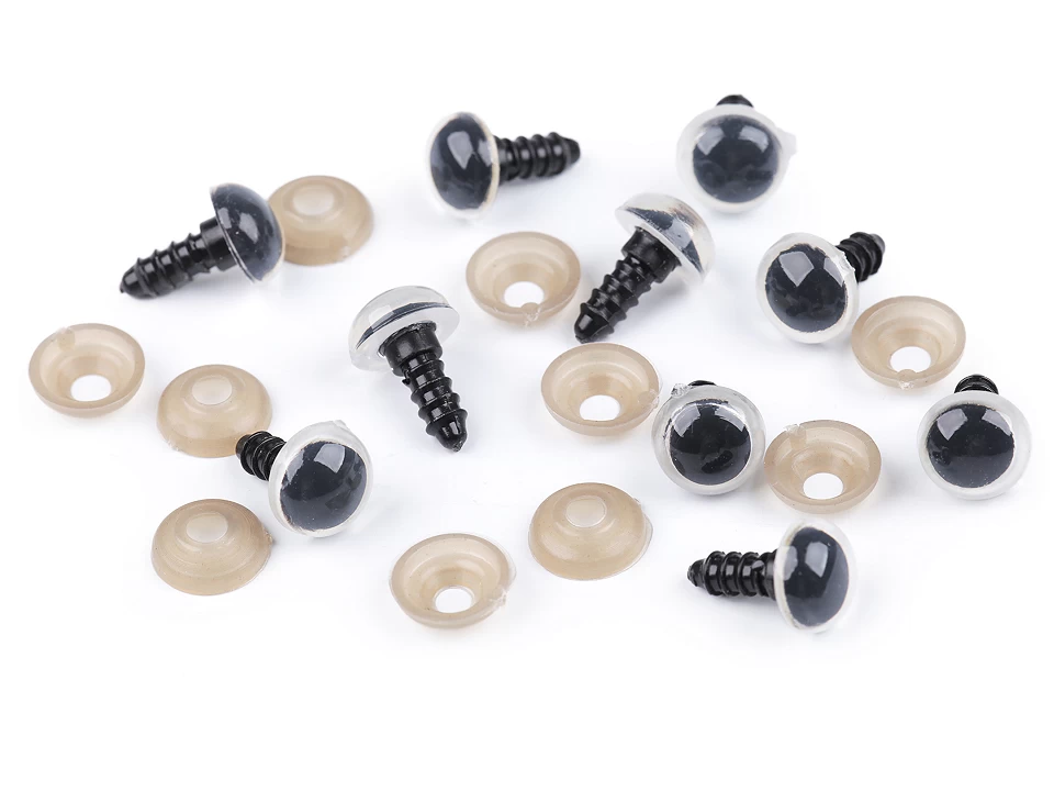 Oči s poistkou Ø12 mm- 10sada (10očí)