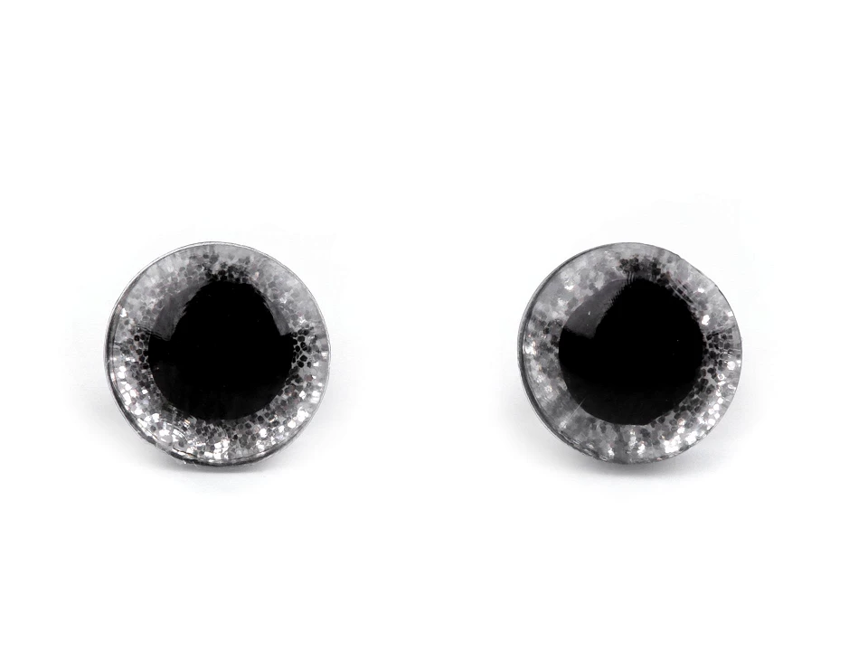 Oči glitrové s poistkou Ø10 mm - 2 sada (2 oči)