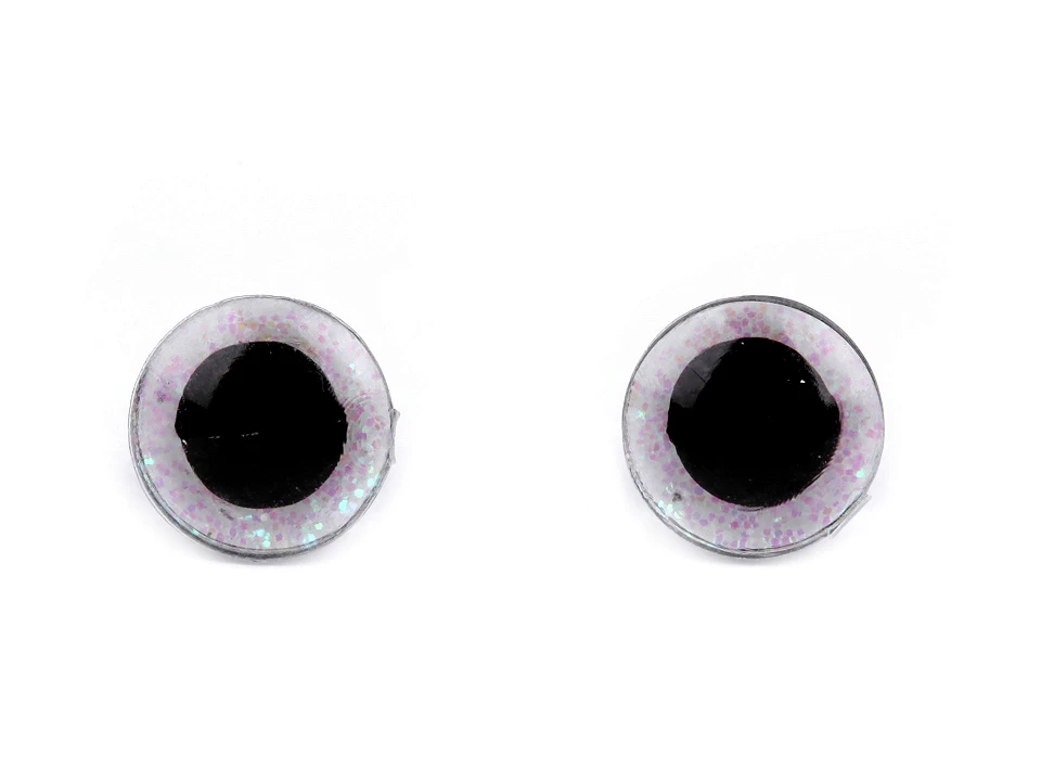 Oči glitrové s poistkou Ø10 mm - 2 sada (2 oči)
