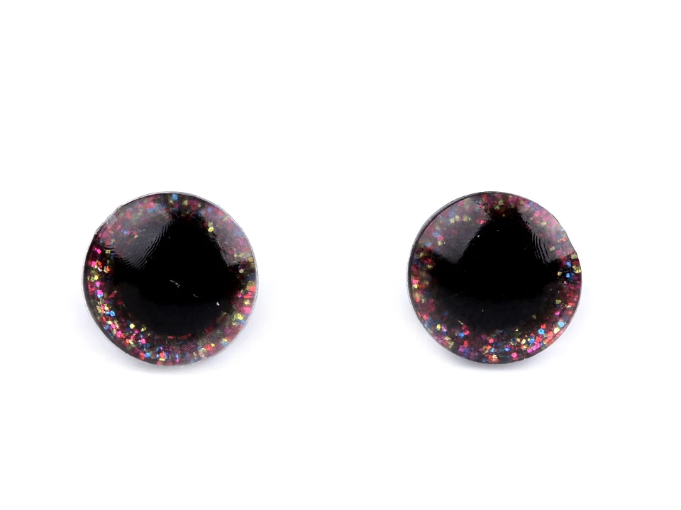 Oči glitrové s poistkou Ø10 mm - 2 sada (2 oči)