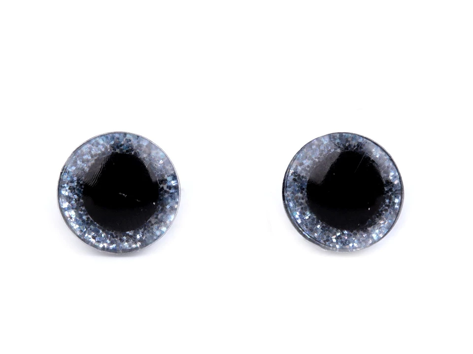 Oči glitrové s poistkou Ø10 mm - 2 sada (2 oči)