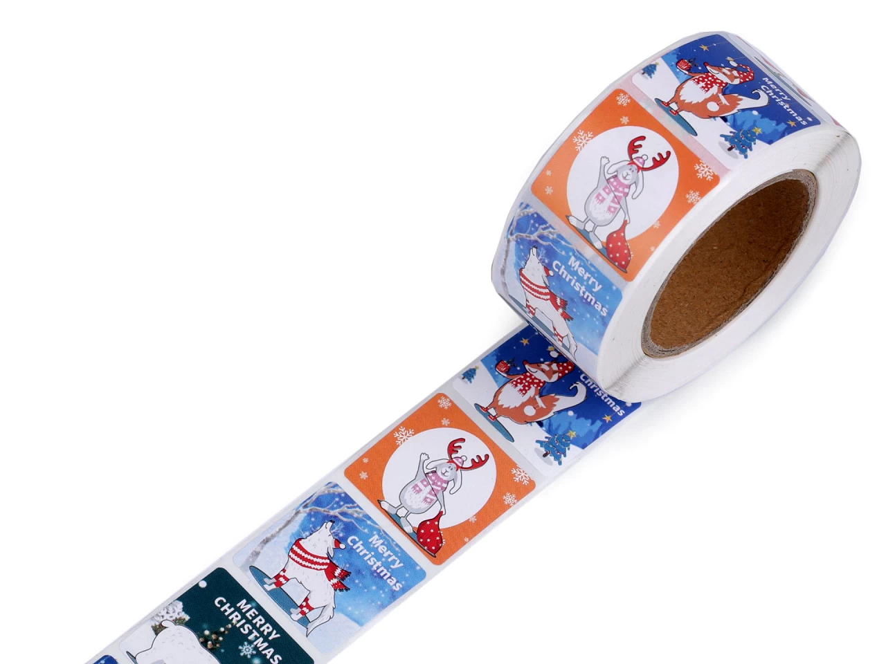  Papierové samolepky vianočné 25x25 mm -1 rolka