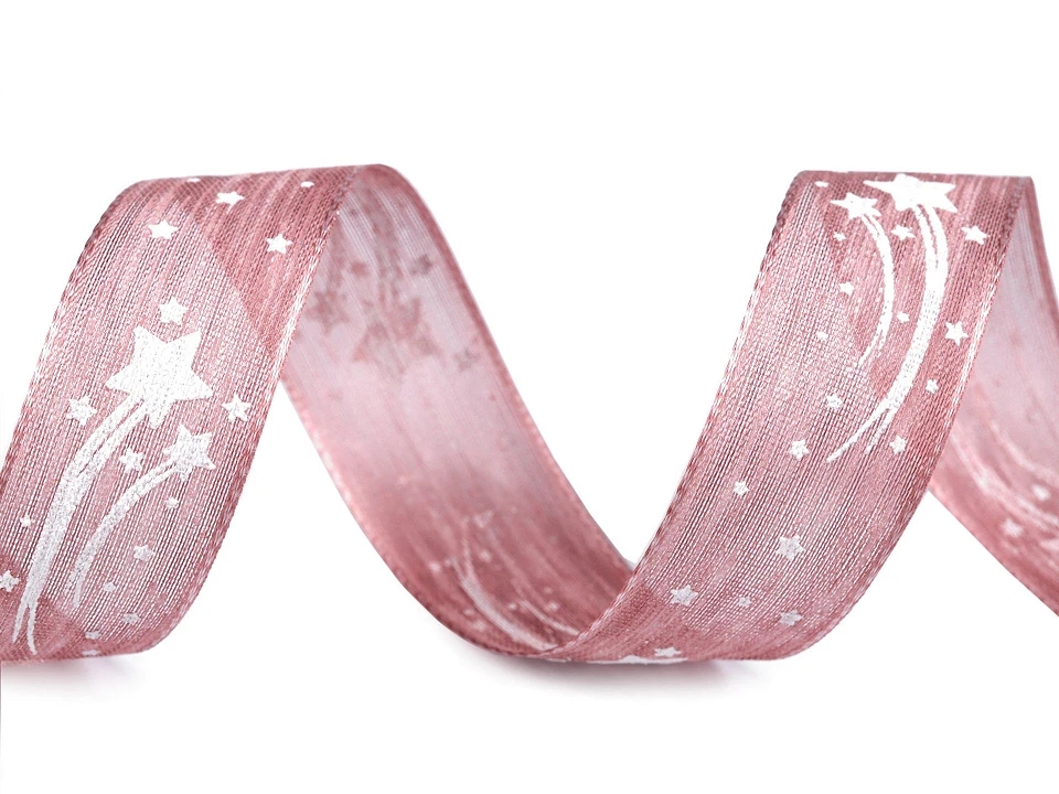  Vianočná polopriesvitná stuha kométa šírka 25 mm -3m