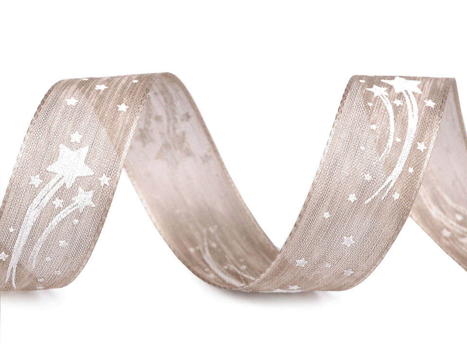  Vianočná polopriesvitná stuha kométa šírka 25 mm -3m