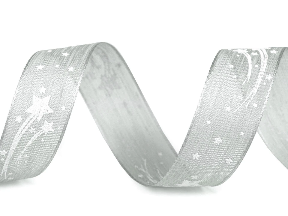  Vianočná polopriesvitná stuha kométa šírka 25 mm -3m