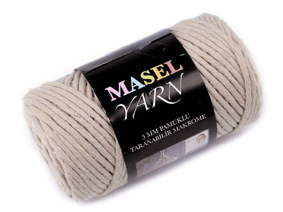 Recyklovaná bavlnená priadza macrame Ø5 mm