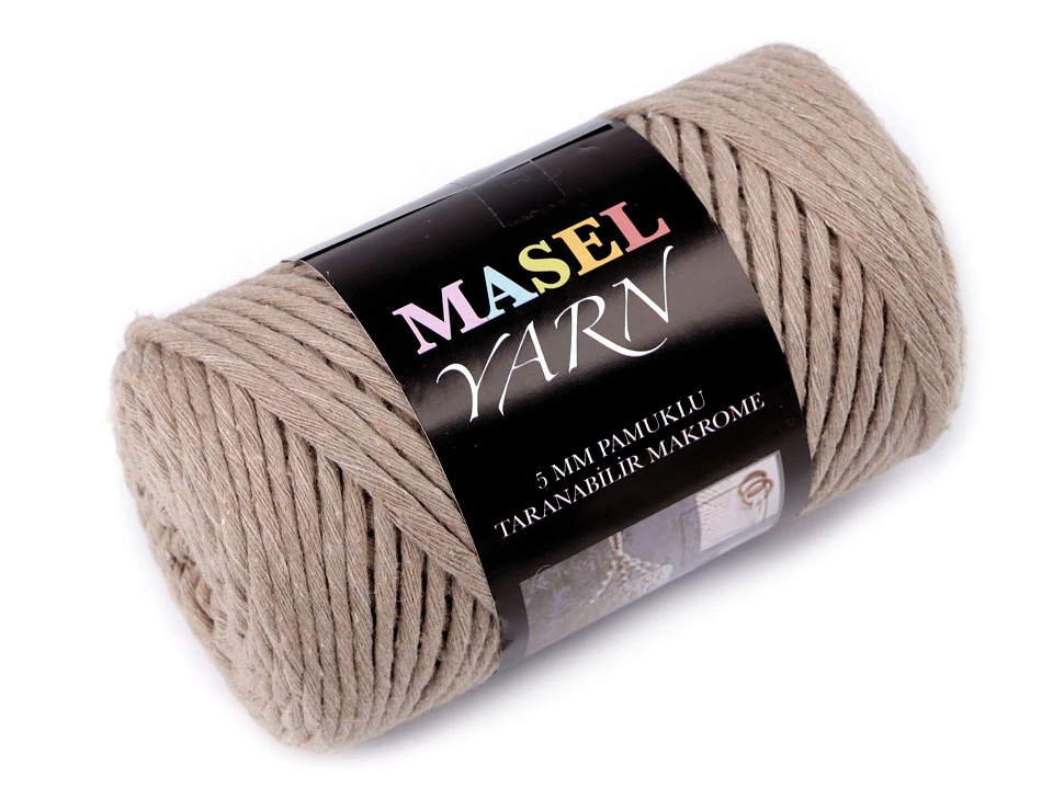 Recyklovaná bavlnená priadza macrame Ø5 mm
