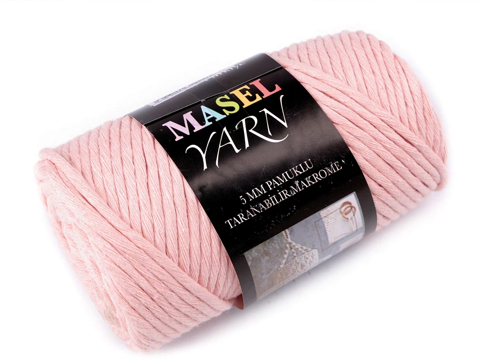 Recyklovaná bavlnená priadza macrame Ø5 mm