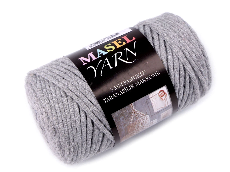 Recyklovaná bavlnená priadza macrame Ø5 mm