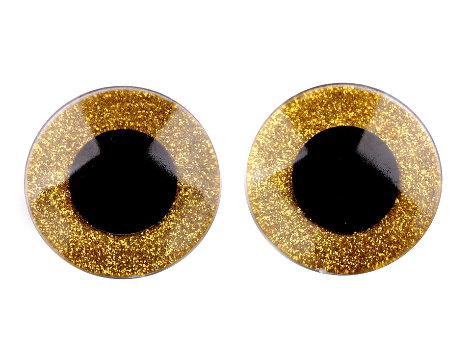 Oči veľké s glitrami s poistkou Ø40 mm - 2 sada (2 oči)