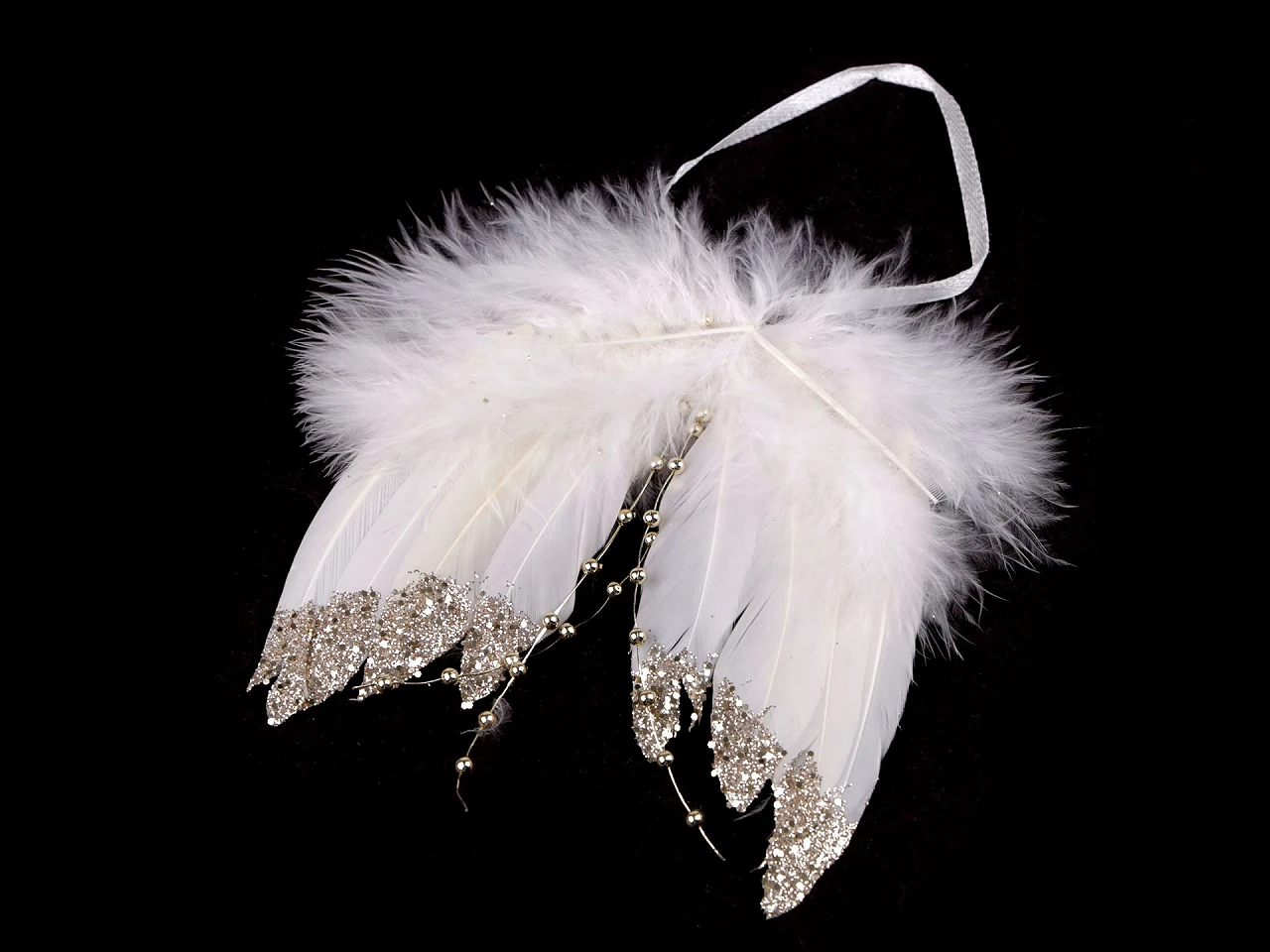 Dekorácia anjelské krídla s glitrami a korálkami - 1 ks