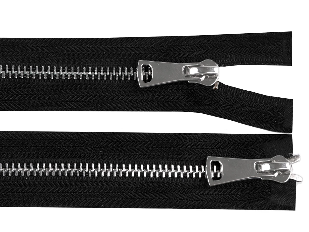 Zips kovový 5 mm deliteľný 2 jazdce / dvojcestný 80 cm - 1 ks