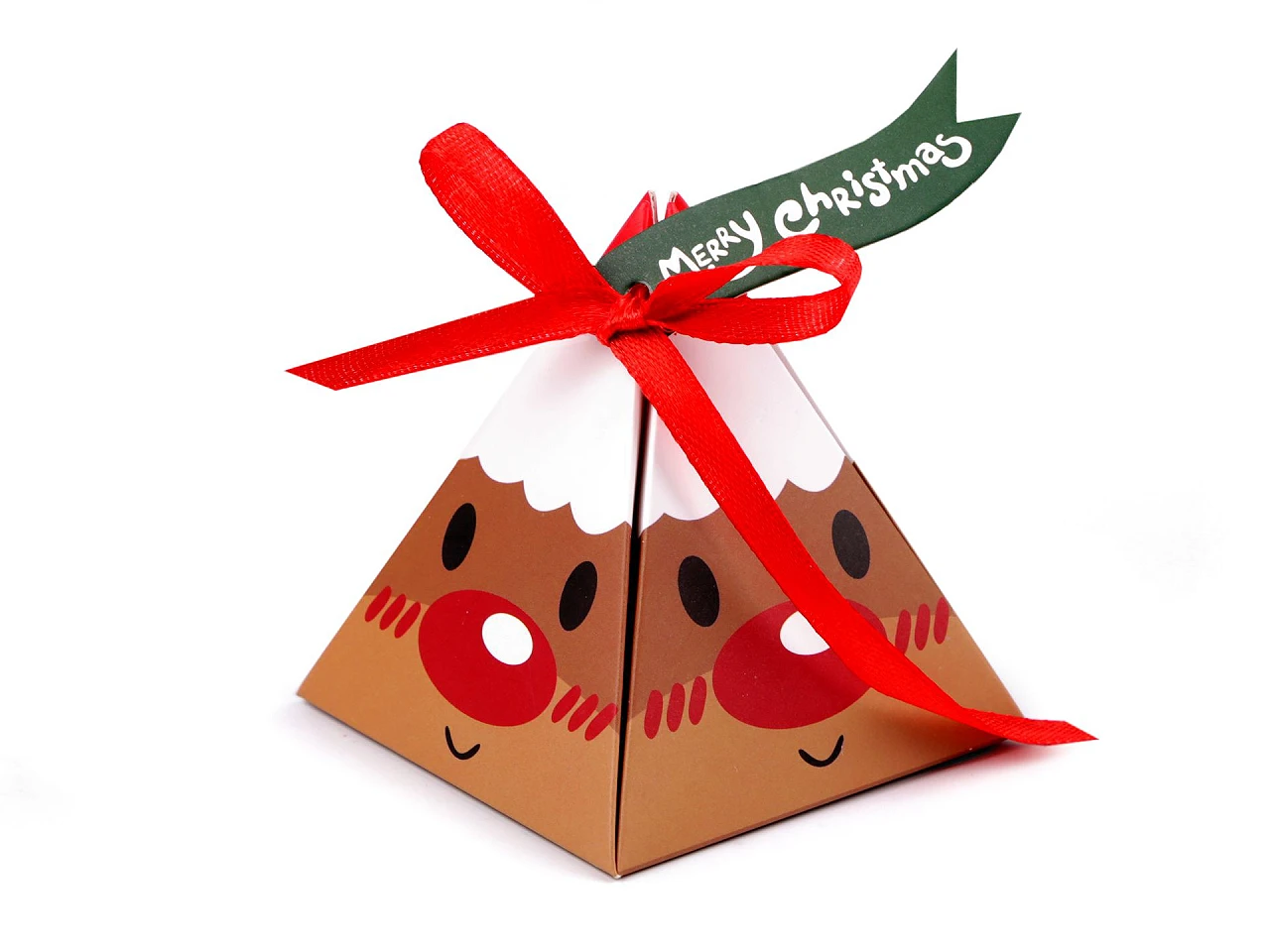 Vianočná darčeková krabička pyramída - sob - 10 ks
