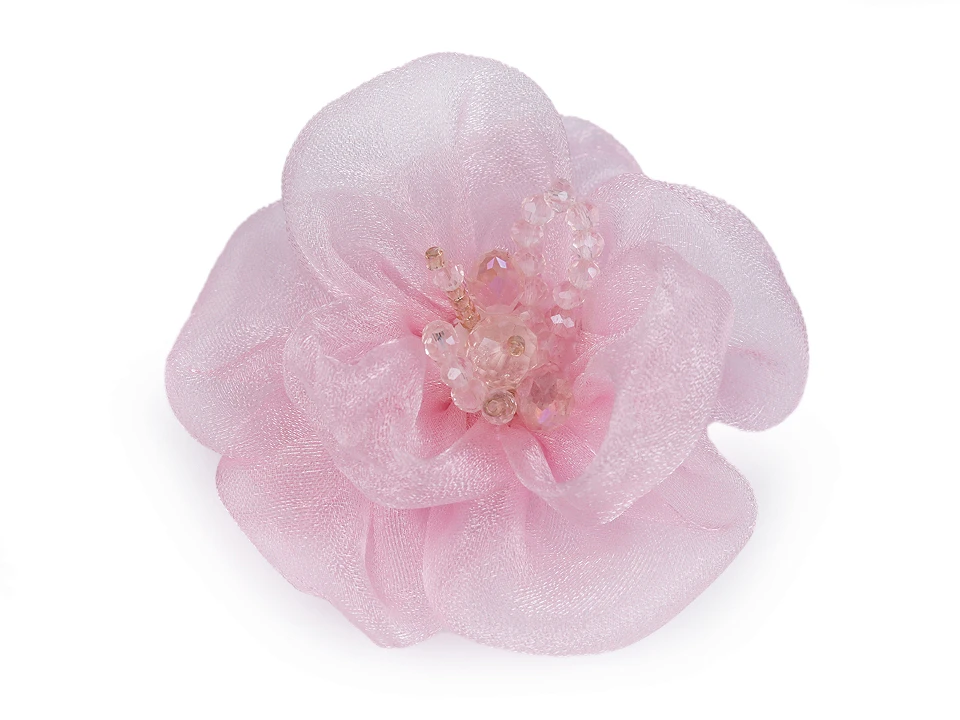 Kvet s brúsenými sklenenými korálkami na našitie a nalepenie Ø6-7 cm