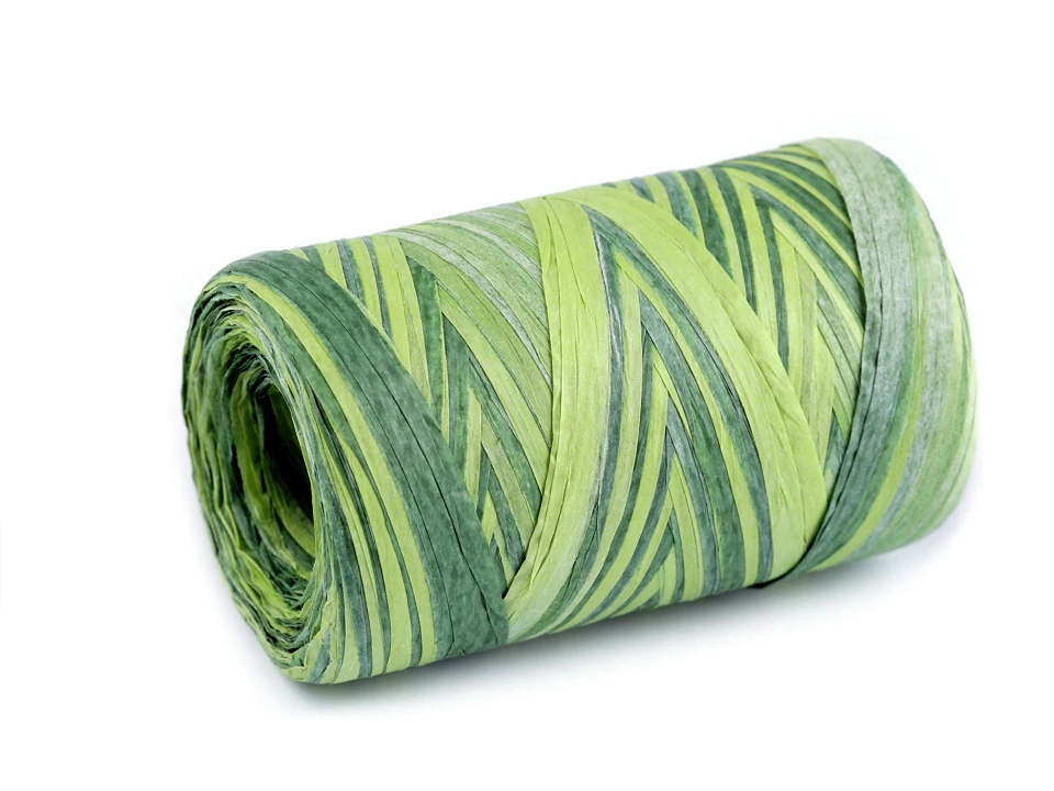 Lyko rafia na pletenie tašiek - prírodné multicolor, šírka 5-8 mm-1ks