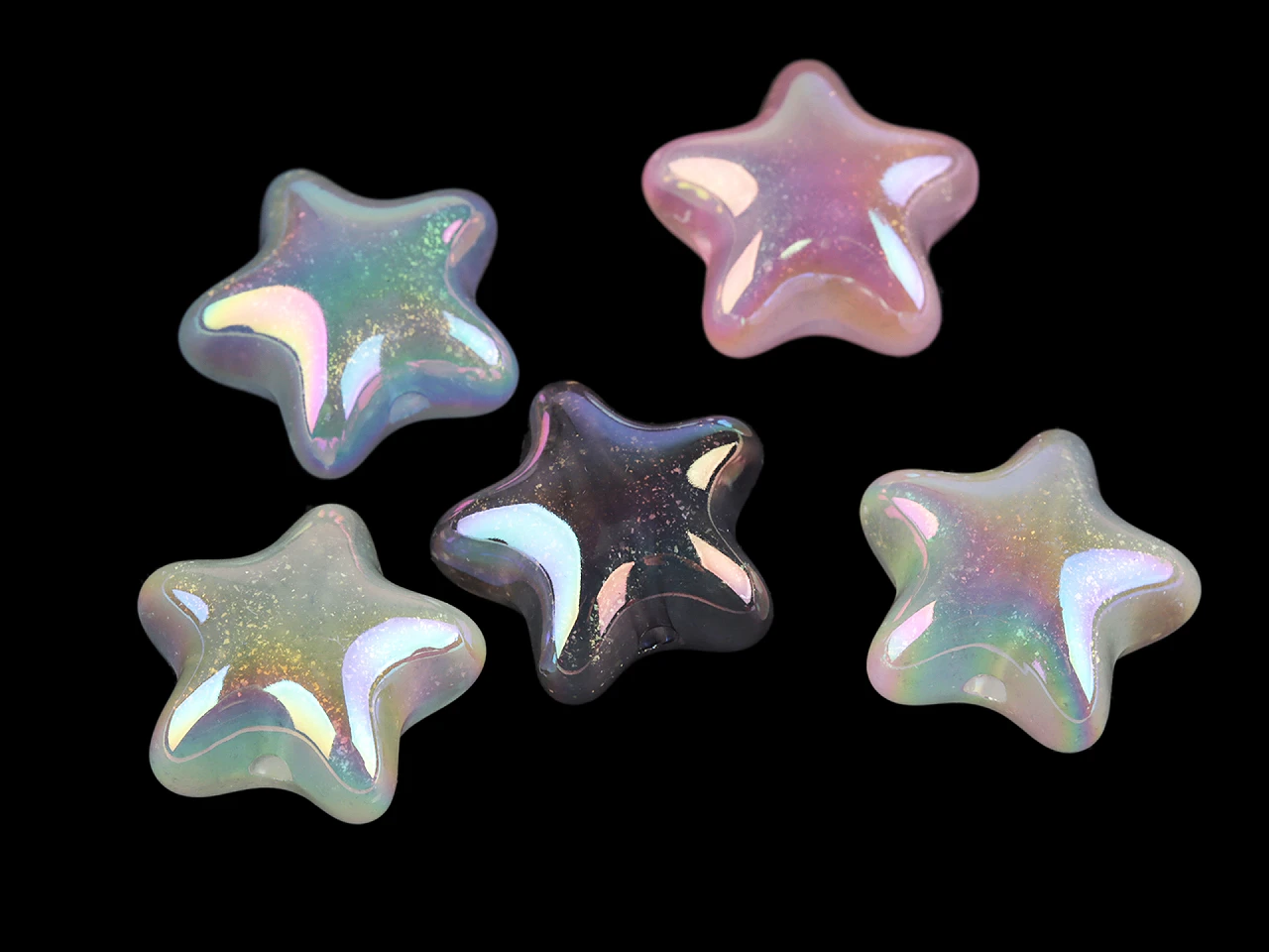Plastové korálky s AB efektom hviezda Ø23 mm-5ks