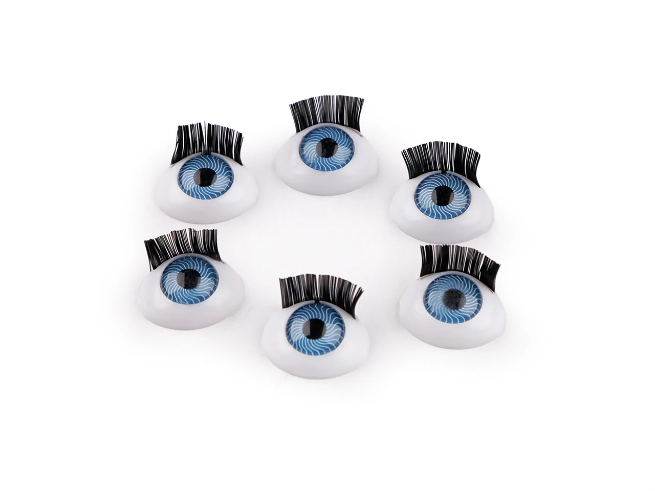 Plastové oči s riasami na nalepenie 11x15 mm-6ks