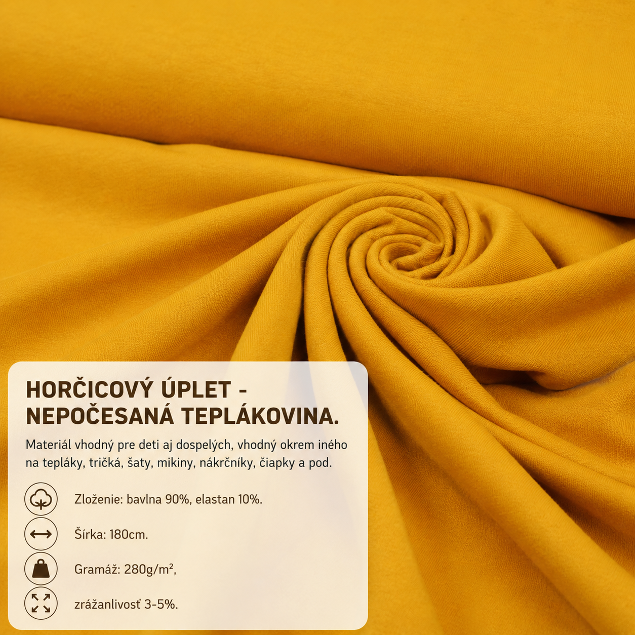 HORČICOVÝ ÚPLET - NEPOČESANÁ TEPLÁKOVINA