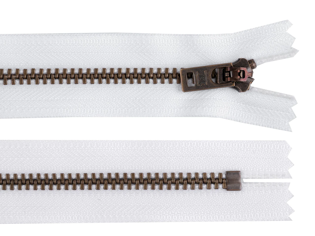 Kovový zips YKK No 5 dĺžka 18 cm staromosadzný (jeansový)