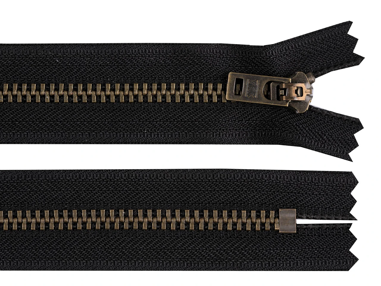 Kovový zips YKK No 5 dĺžka 18 cm staromosadzný (jeansový)
