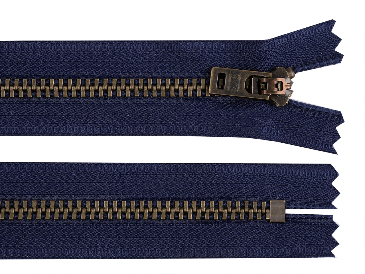 Kovový zips YKK No 5 dĺžka 18 cm staromosadzný (jeansový)
