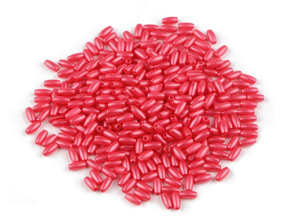Plastové voskové koráliky / perly Glance ryža 3x6 mm - 10g