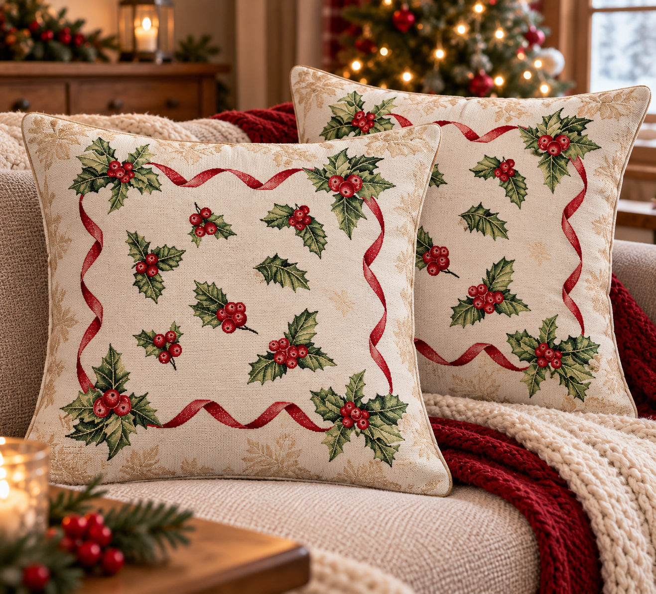 VIANOČNÝ GOBELÍNOVÝ PANEL NA VANKÚŠE- CEZMÍNKY ABETE CUSHION