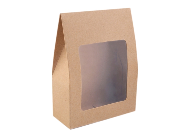 Papierová krabica natural s priehľadom - 10 ks