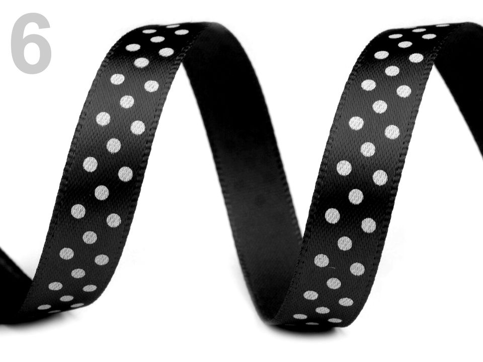 stuha bodkovaná, satén, 1 cm-10m