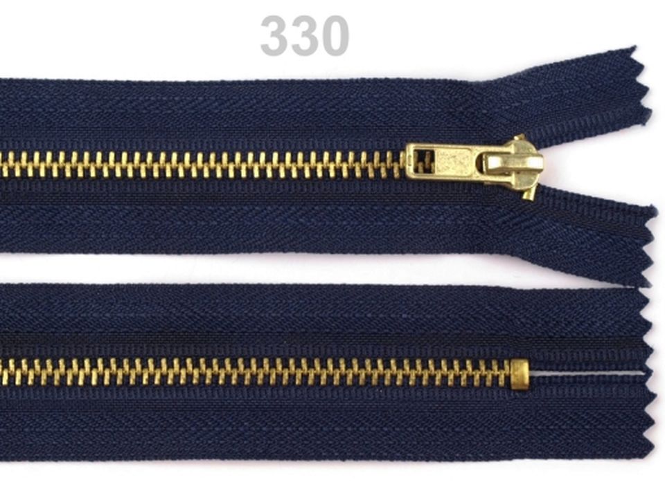 Kovový / mosadzný zips šírka 4 mm dĺžka 10 cm nohavicový-1ks