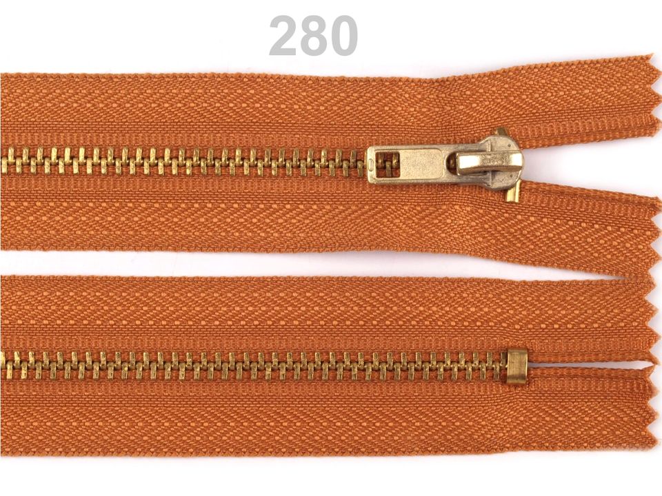 Kovový / mosadzný zips šírka 4 mm dĺžka 16 cm nohavicový